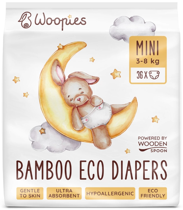 Wooden Spoon, Biodegradable Diapers Woopies Mini, 3-8 Kg